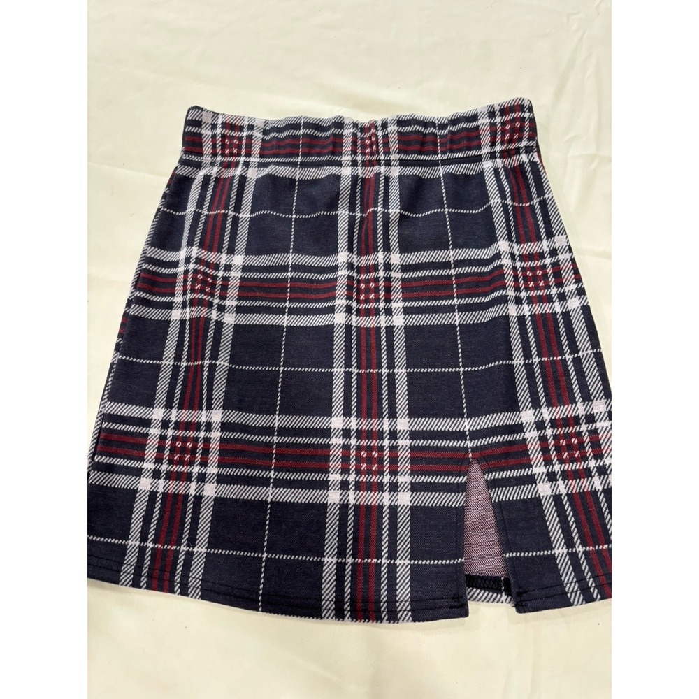 Goth High Waisted School Girl Punk Blue/Red Plaid Mini Skirt Y2K Streetwear M